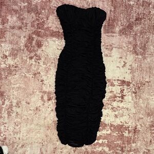 Express Black Strapless Ruched Dress